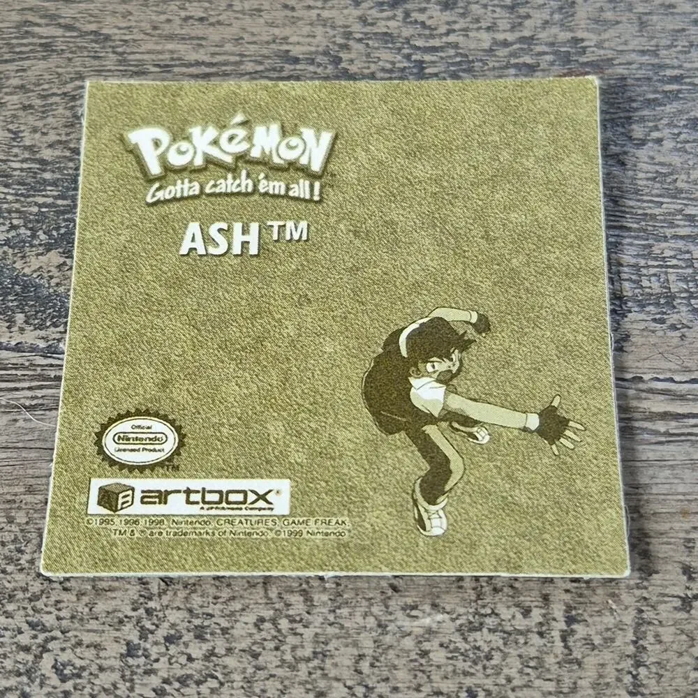 Vintage 1999 Artbox Pokemon Sticker Ash R17 Gold Series 1 Prism Holographic